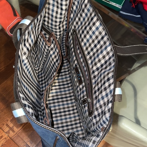 Rafe Navy Corduroy with strip decor large bag with many compartments inside NWOT - Picture 8 of 8